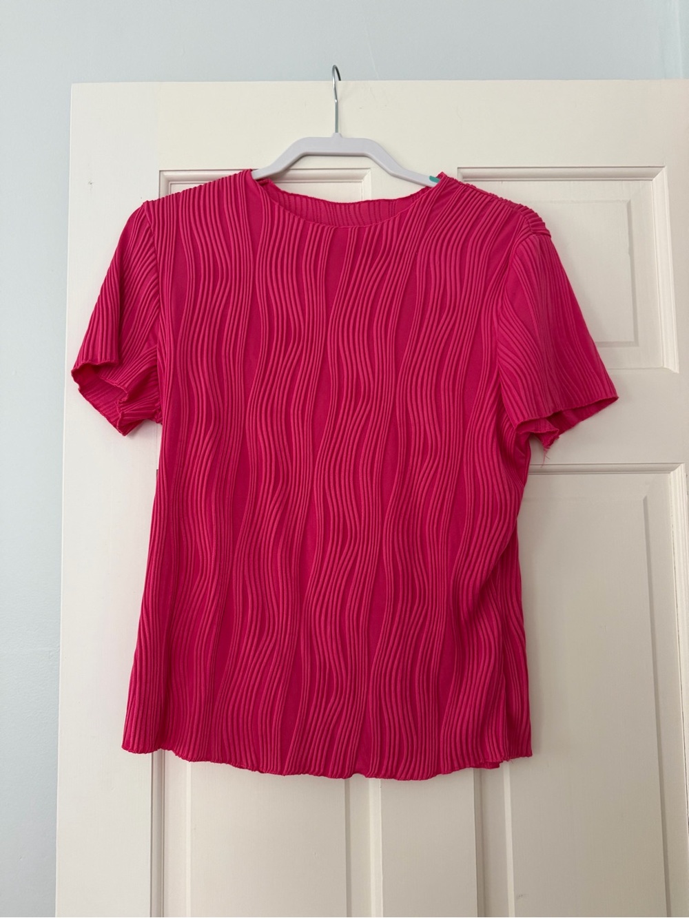 Women’s Pink Textured Short Sleeve Top